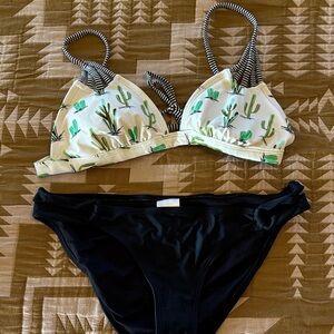 Xhilaration White & Black Cactus Print Triangle Bikini